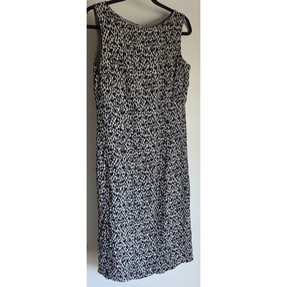 Liz Claiborne Collection Silk Dress Size 10 Black White Animal Print